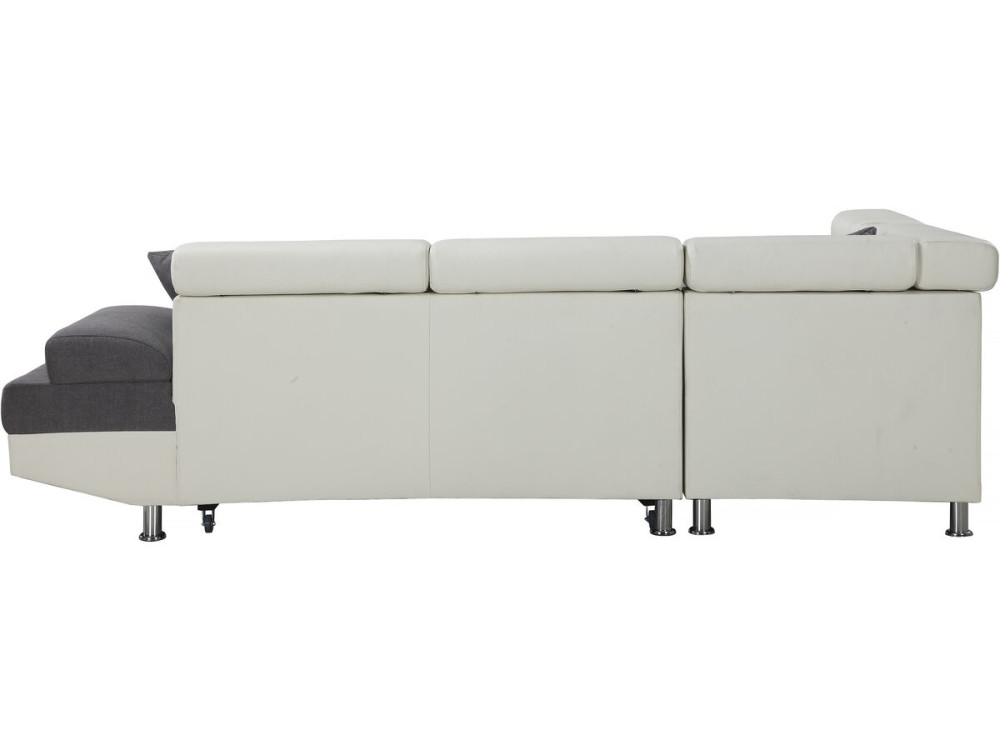 Sofá de canto conversível "Sophia luxe" - 265 x 190,5 x 80/91 cm - Branco / Cinza - 5 lugares - Canto esquerdo