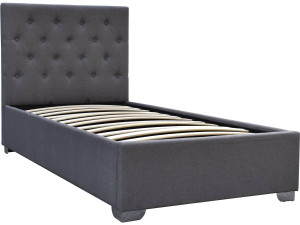 Cama de solteiro com baú "Tino" - 90 × 190 cm - Cinza