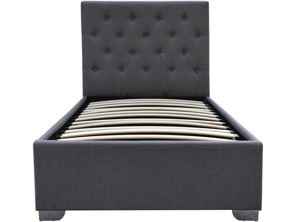 Cama de solteiro com baú "Tino" - 90 × 190 cm - Cinza