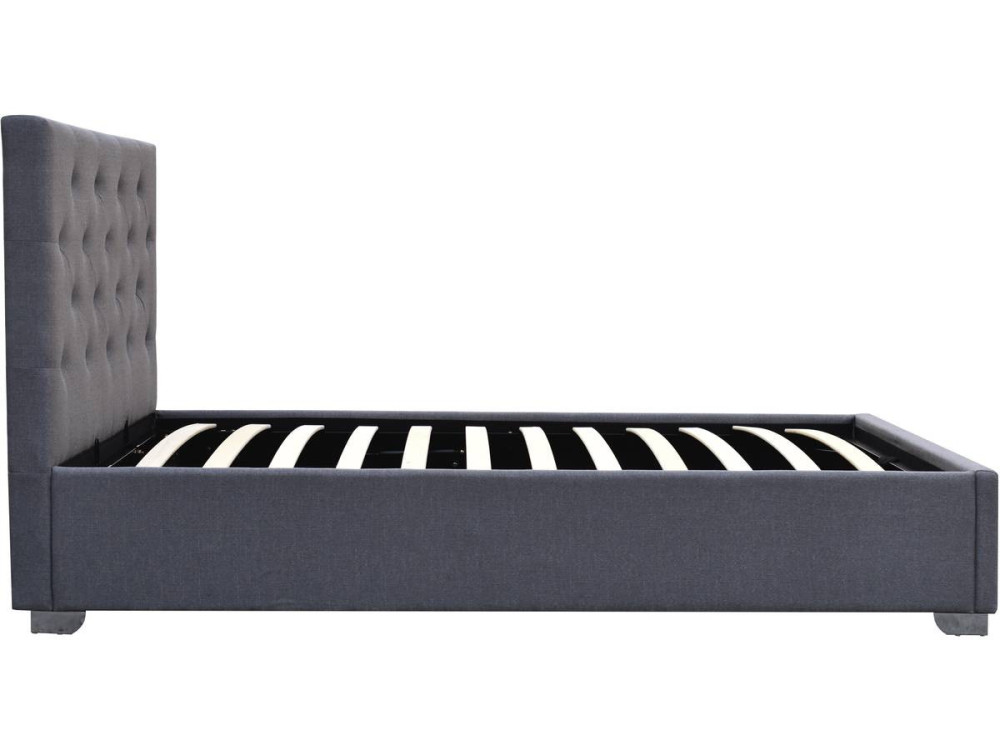 Cama de solteiro com baú "Tino" - 90 × 190 cm - Cinza