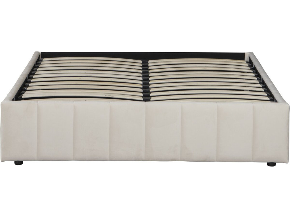 Cama de casal de veludo "Meribel" com estrado de molas - Bege - 160 x 200 cm