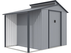 Abrigo de jardim em metal com pérgula "Madras" - 5,64 m² - 193 x 292 x 229 cm - Cinza