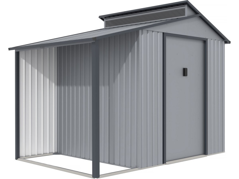 Abrigo de jardim em metal com pérgula "Madras" - 5,64 m² - 193 x 292 x 229 cm - Cinza