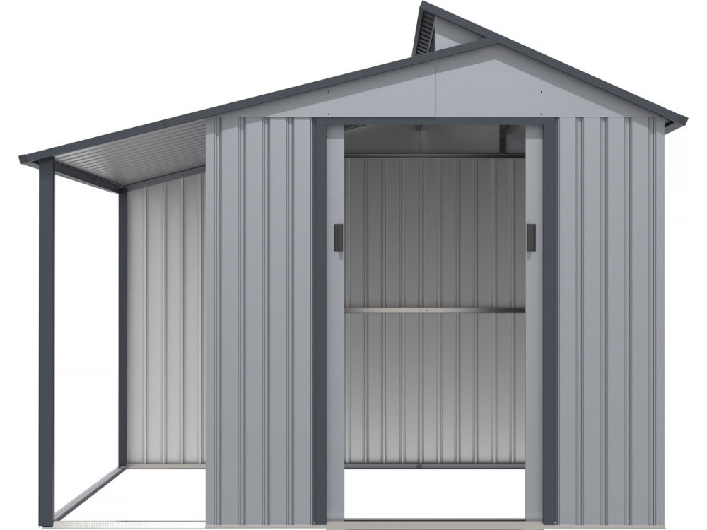 Abrigo de jardim em metal com pérgula "Madras" - 5,64 m² - 193 x 292 x 229 cm - Cinza
