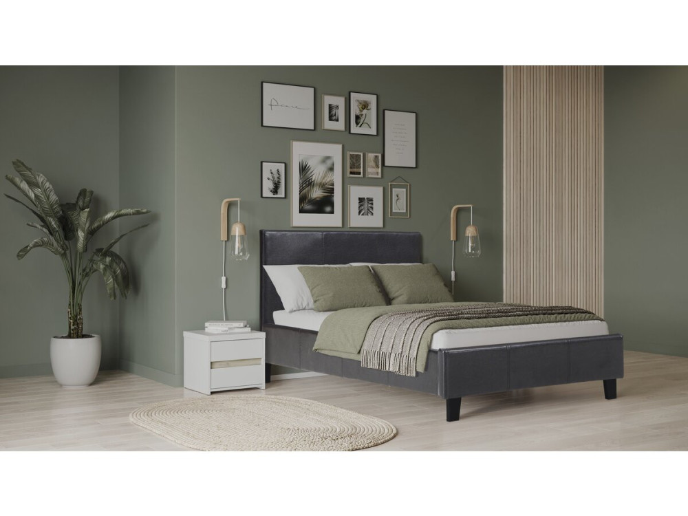 Cama "Lina" - 90 x 190 cm - Preto
