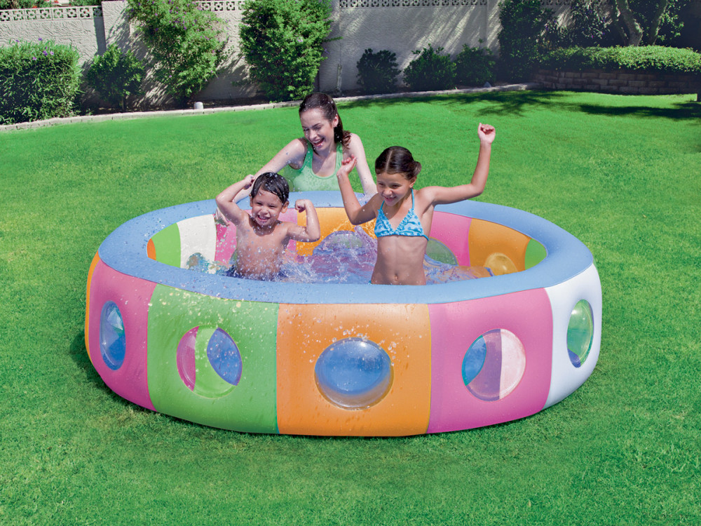 Piscina insuflável multicolorida com janelas - Ø 196 x 53 cm
