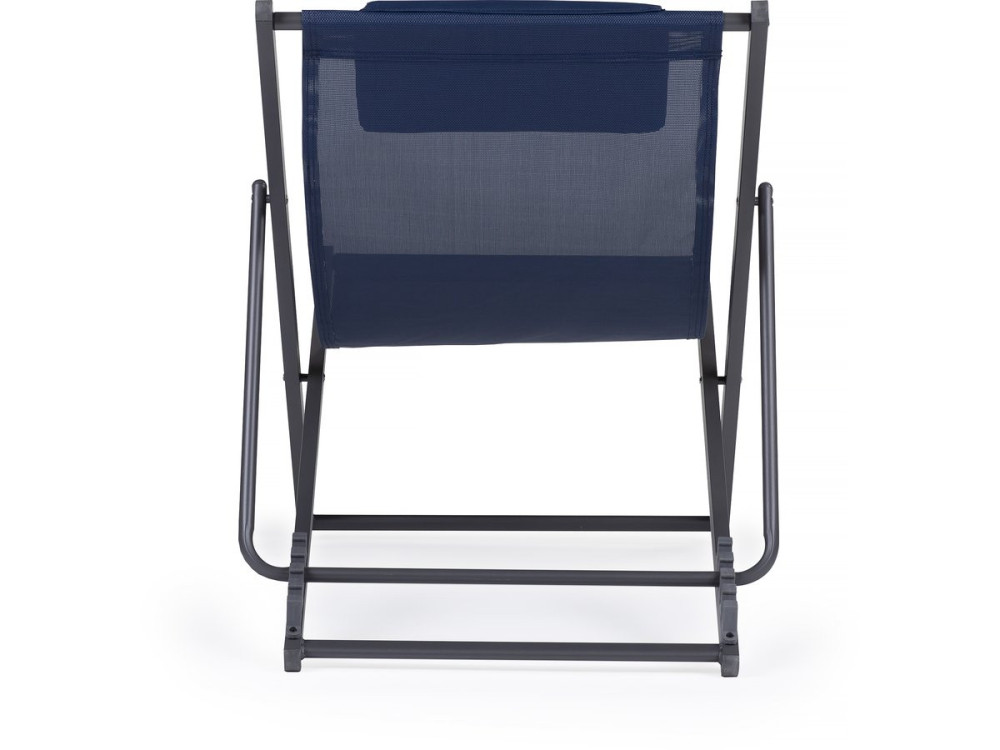 Conjunto de 2 espreguiçadeiras metálicas em têxtil - Com apoio de cabeça - Azul meia-noite