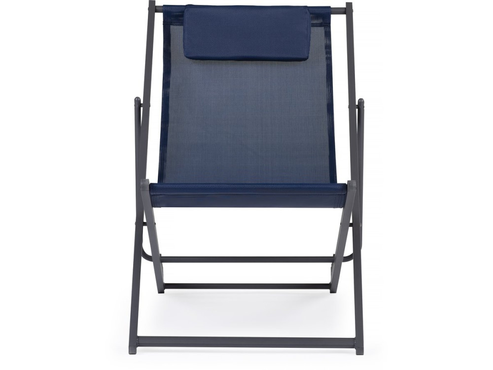 Conjunto de 2 espreguiçadeiras metálicas em têxtil - Com apoio de cabeça - Azul meia-noite