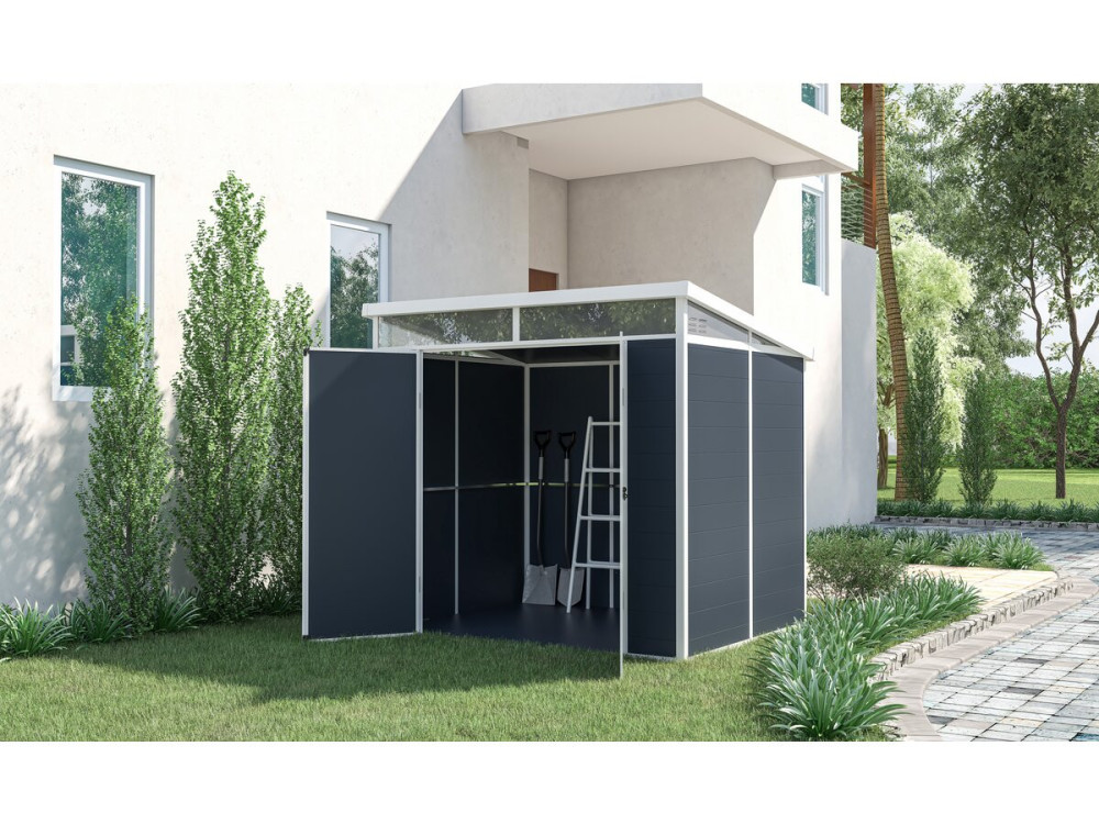 Abrigo de jardim em resina “Detroit” - Cinza - 4,54m² - 1,91 x 2,38 m