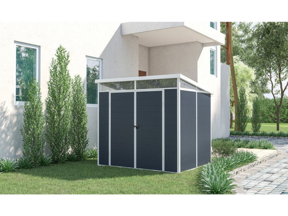 Abrigo de jardim em resina “Detroit” - Cinza - 4,54m² - 1,91 x 2,38 m