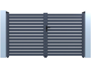Portão em alumínio semi-aberto "Julien" - 340 x 140 cm - Cinza