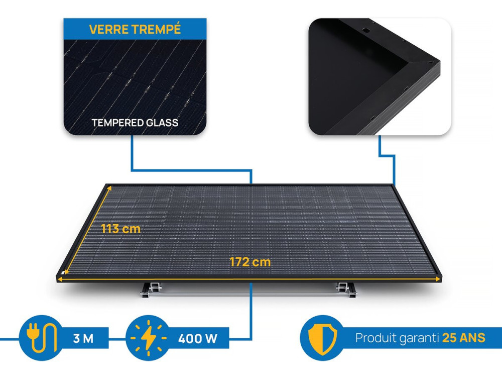 Painel solar plug and play "Solar Tech" de 400 W - Kit inicial