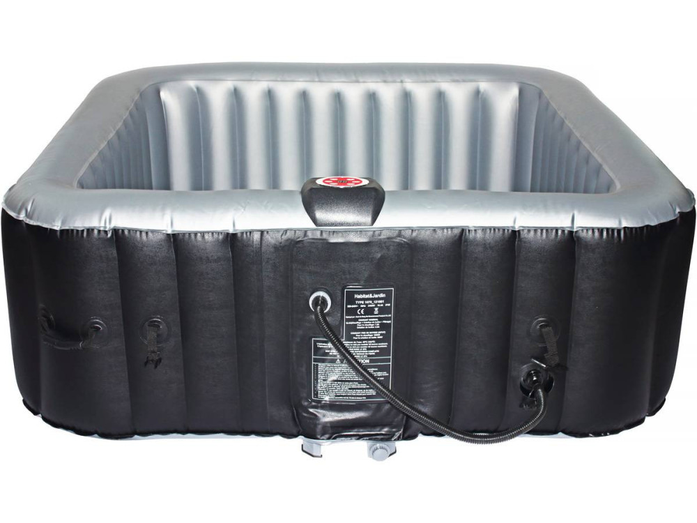 Spa insuflável "Nice" com círculo LED flutuante - 6 lugares - Cinzento/Preto