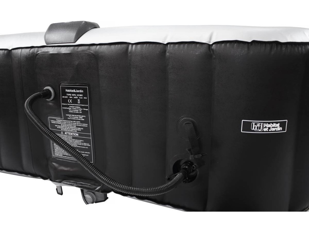 Spa insuflável "Nice" com círculo LED flutuante - 6 lugares - Cinzento/Preto