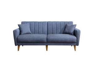 Sofá-cama de 3 lugares em tecido "Aqua" 205 x 85 x 85 cm - Azul escuro