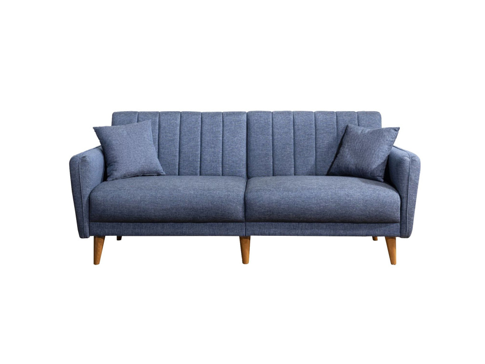 Sofá-cama de 3 lugares em tecido "Aqua" 205 x 85 x 85 cm - Azul escuro
