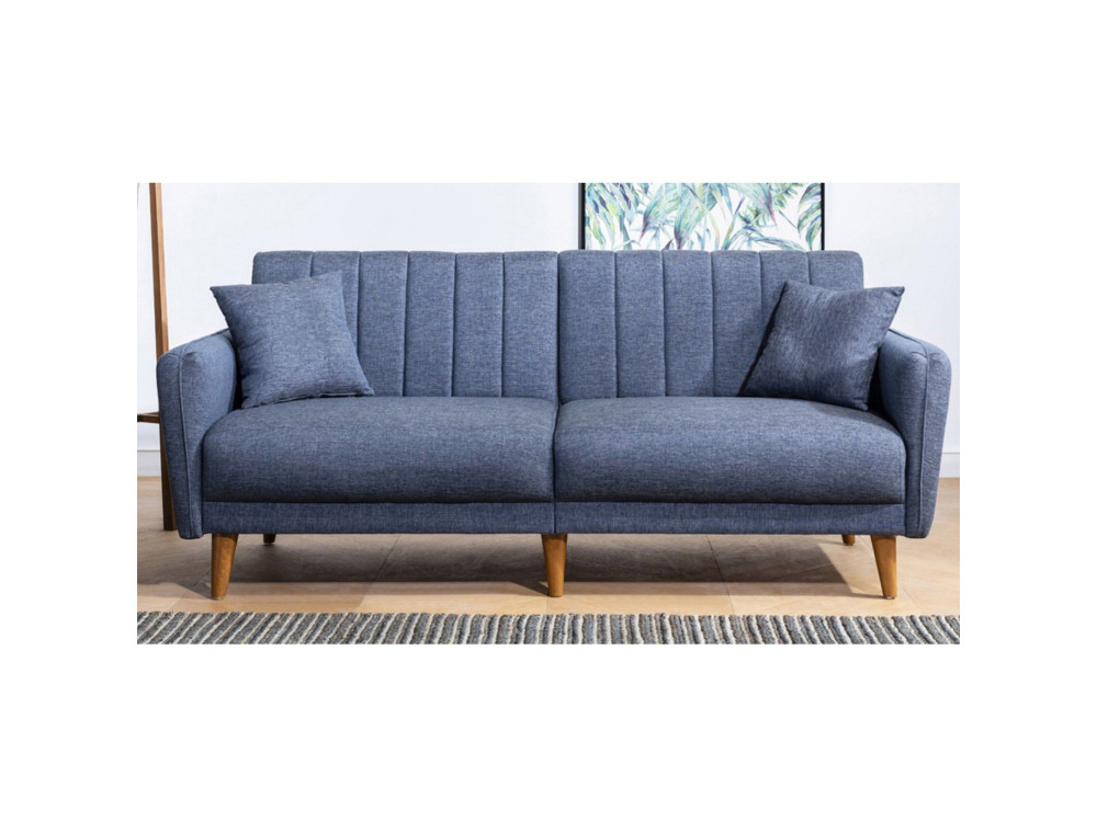 Sofá-cama de 3 lugares em tecido "Aqua" 205 x 85 x 85 cm - Azul escuro
