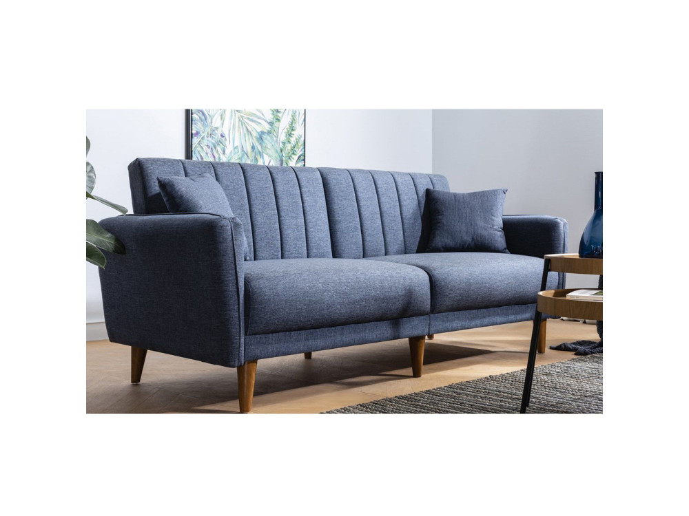 Sofá-cama de 3 lugares em tecido "Aqua" 205 x 85 x 85 cm - Azul escuro