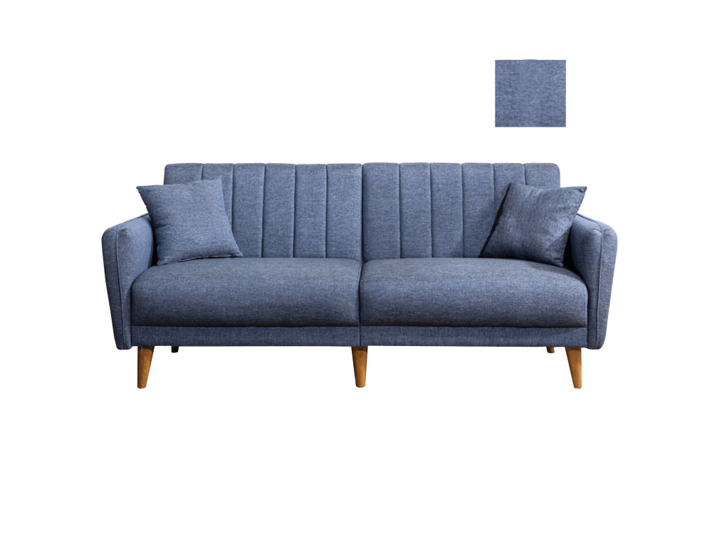 Sofá-cama de 3 lugares em tecido "Aqua" 205 x 85 x 85 cm - Azul escuro