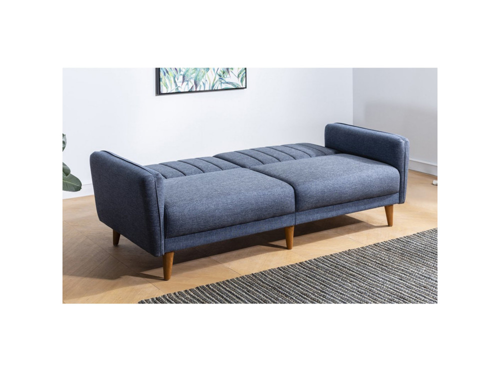 Sofá-cama de 3 lugares em tecido "Aqua" 205 x 85 x 85 cm - Azul escuro