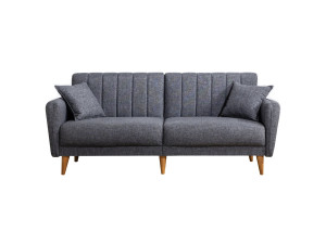 Sofá-cama de 3 lugares em tecido "Aqua" 205 x 85 x 85 cm - Cinzento escuro
