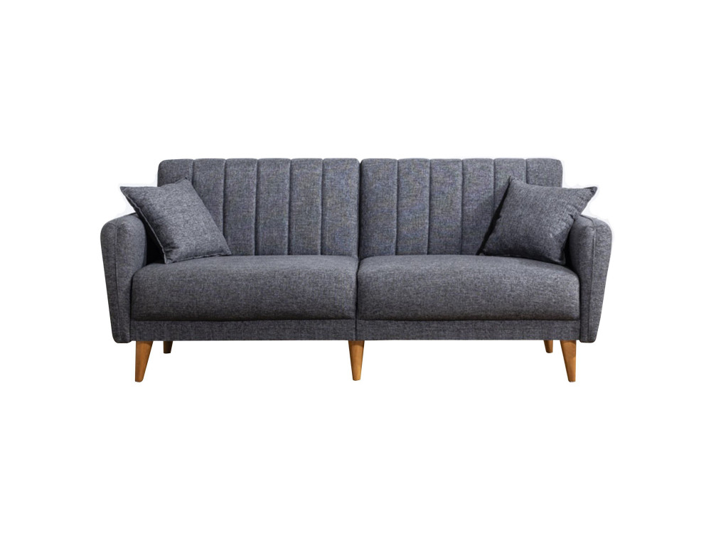 Sofá-cama de 3 lugares em tecido "Aqua" 205 x 85 x 85 cm - Cinzento escuro