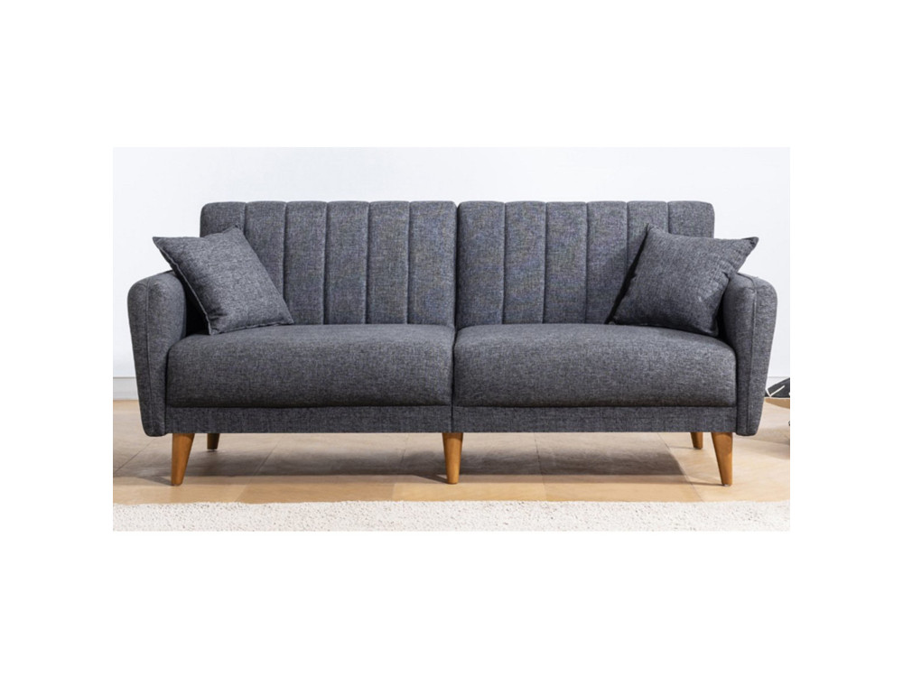 Sofá-cama de 3 lugares em tecido "Aqua" 205 x 85 x 85 cm - Cinzento escuro