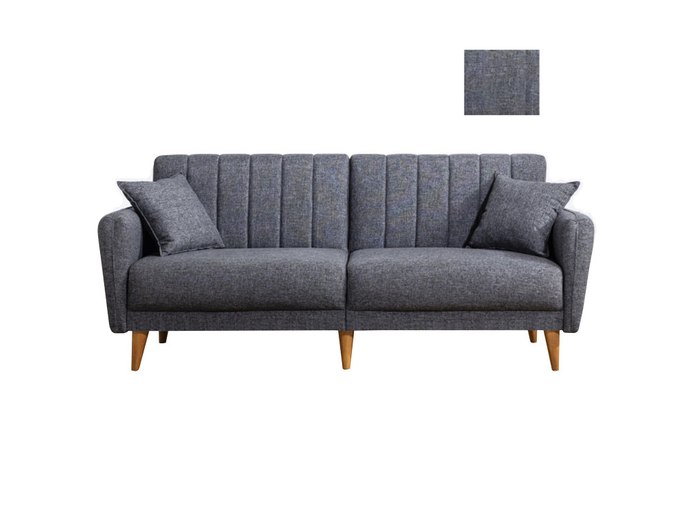 Sofá-cama de 3 lugares em tecido "Aqua" 205 x 85 x 85 cm - Cinzento escuro