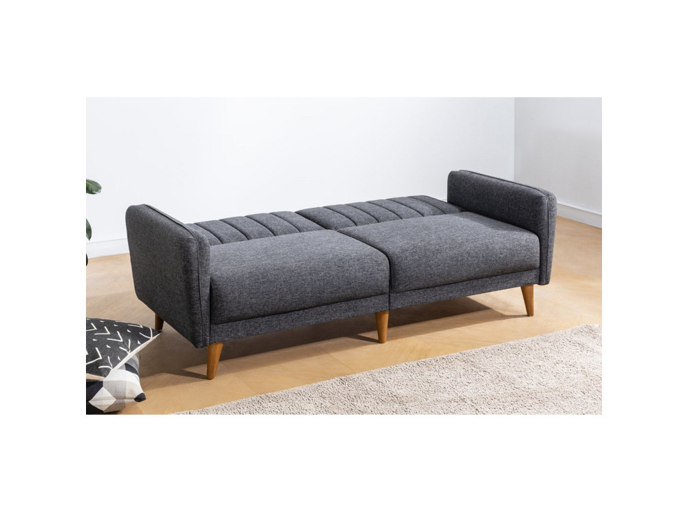 Sofá-cama de 3 lugares em tecido "Aqua" 205 x 85 x 85 cm - Cinzento escuro
