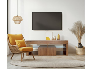 Móvel TV design em madeira "Hugo" - 140 x 40 x 50 cm - Castanho 2