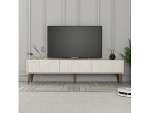 Mesa de TV de madeira "Lyon" - 180 x 35 x 44 cm - CrèmeNoix 2
