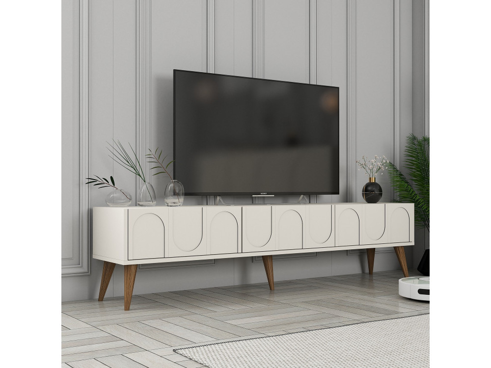 Mesa de TV de madeira "Lyon" - 180 x 35 x 44 cm - CrèmeNoix