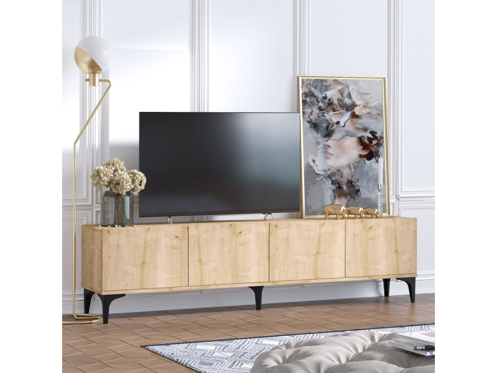 Mesa de TV em madeira "Nora" - 180 x 35 x 50 cm - Carvalho safira