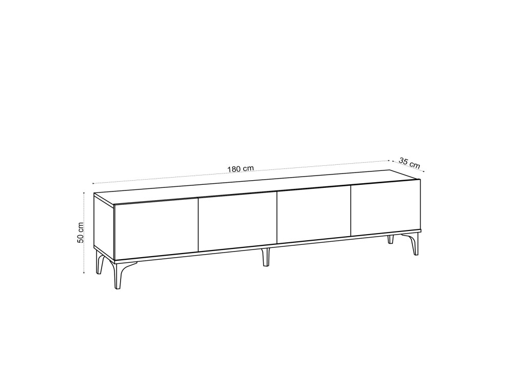 Mesa de TV em madeira "Nora" - 180 x 35 x 50 cm - Carvalho safira