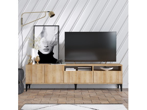 Suporte de TV em madeira "Ross" - 180 x 35 x 52 cm - Carvalho 2