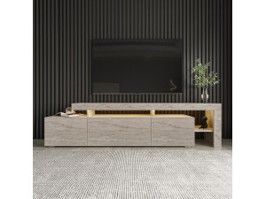 Suporte de TV em madeira "Beliz" - 192 x 37 x 53 cm - Travertino 2