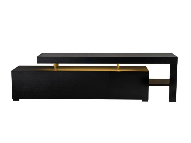 Suporte de TV em madeira "Beliz" 192 x 37 x 53 cm - Madeira preta