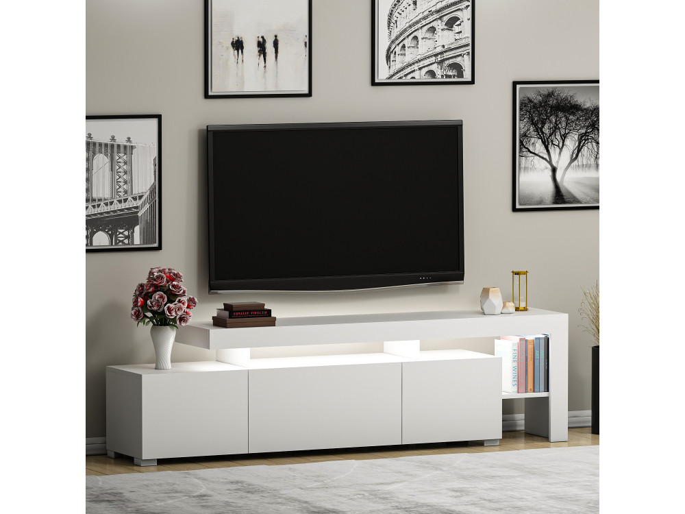 Suporte de TV em madeira "Beliz" 192 x 37 x 53 cm - Branco