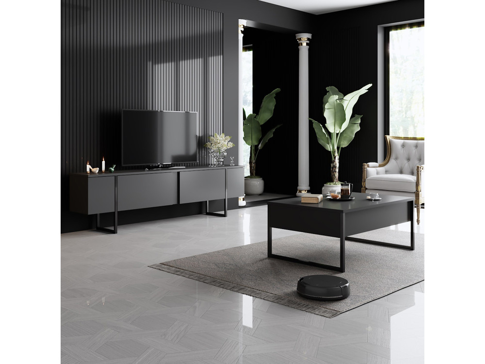 Suporte de TV em madeira "Luxe" 180 x 30 x 50 cm - Antracite
