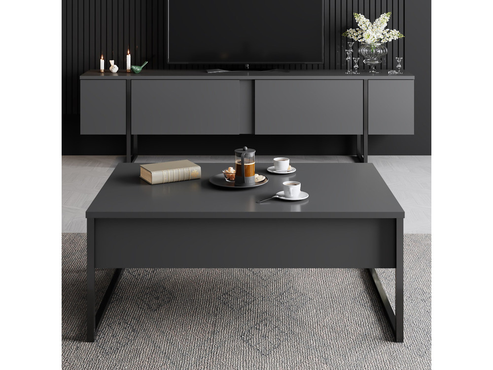 Suporte de TV em madeira "Luxe" 180 x 30 x 50 cm - Antracite