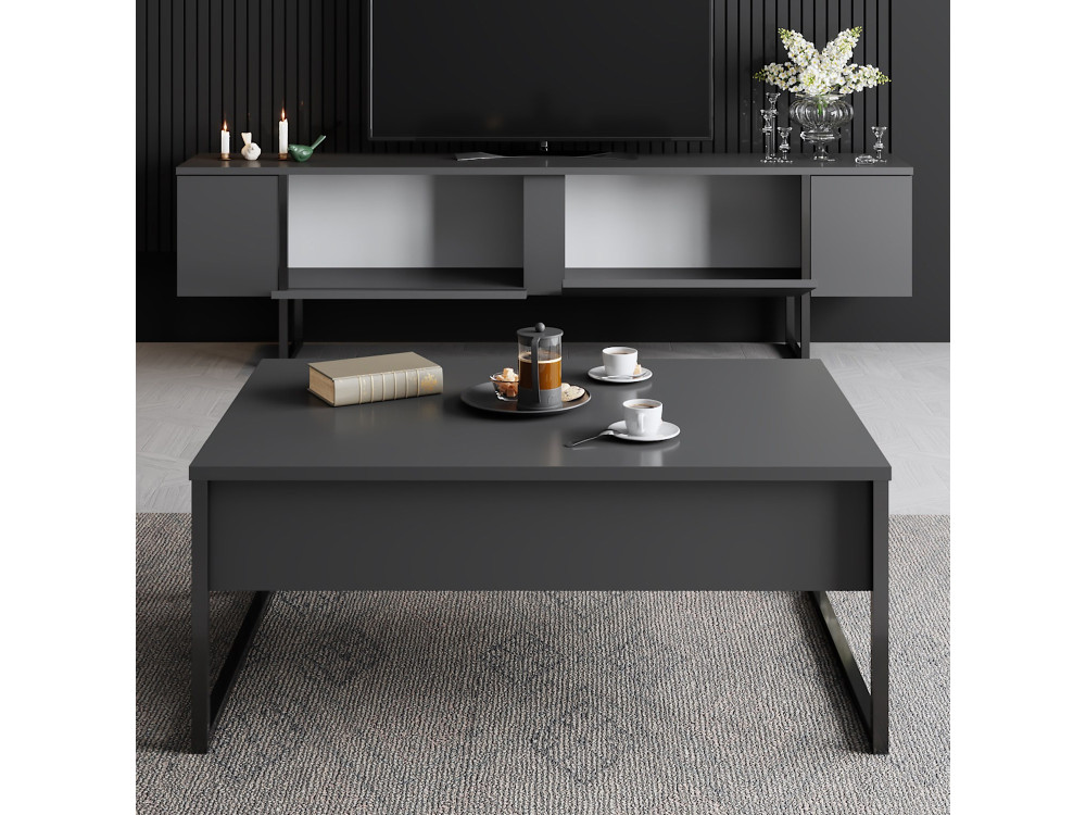 Suporte de TV em madeira "Luxe" 180 x 30 x 50 cm - Antracite