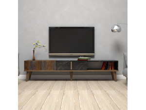 Suporte para televisor em madeira "Milan" - 180 x 35 x 40 cm - Preto nogueira 2