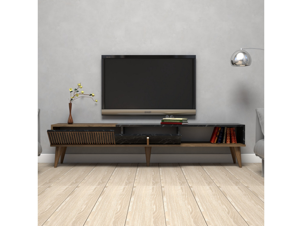 Suporte para televisor em madeira "Milan" - 180 x 35 x 40 cm - Preto nogueira