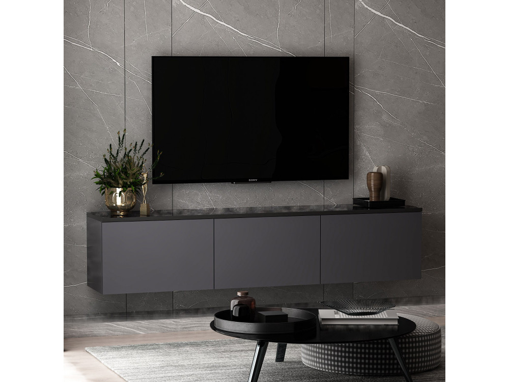 Suporte de TV em madeira "Neon" 160 x 32 x 35 cm - Antracite