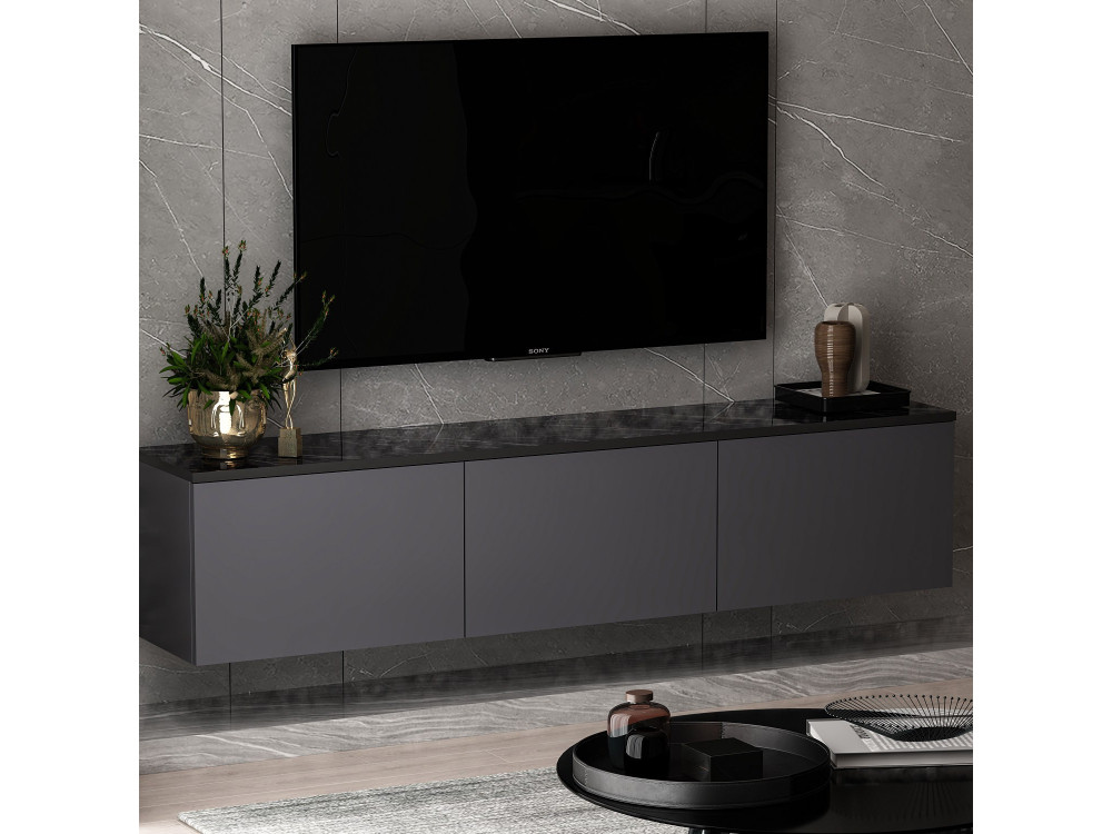 Suporte de TV em madeira "Neon" 160 x 32 x 35 cm - Antracite