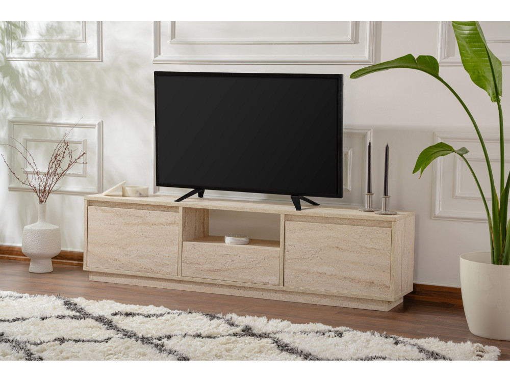 Móvel TV "Vanguard" em madeira - 160 x 29 x 42 cm - Travertino