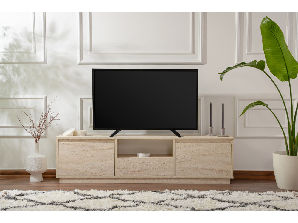 Móvel TV "Vanguard" em madeira - 160 x 29 x 42 cm - Travertino