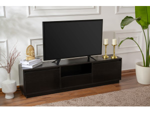 Suporte de TV em madeira "Vanguard" 160 x 30 x 42 cm - Madeira preta 2