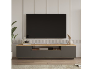 Suporte de TV em madeira FR7" - 180 x 44 x 44 cm - Pinheiro AtlânticoAntracite 2