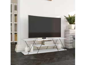 Mesa de TV de madeira "April" - 120 x 30 x 33 cm - Branco 2